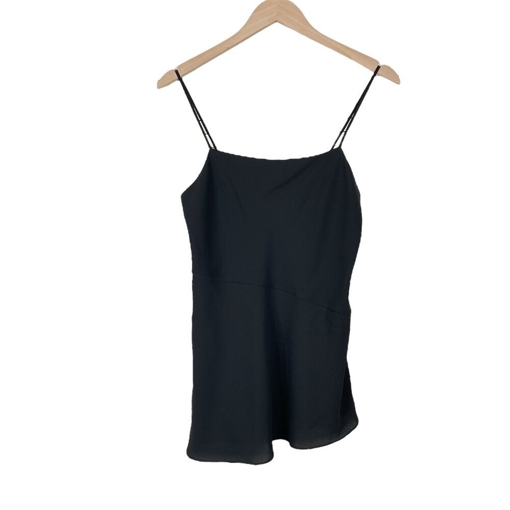 Theory Black Drape Slip Cami Blouse Size Small